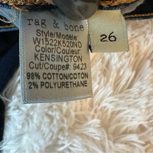rag & bone Women's Blue Kensington Skinny Jeans Size: 26 - Picture 8 of 9